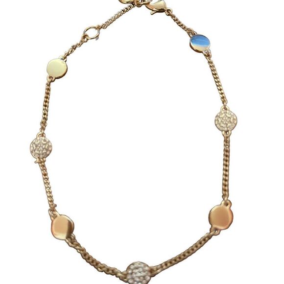 NWOT DKNY 9” gold tone and crystal anklet - Picture 1 of 4